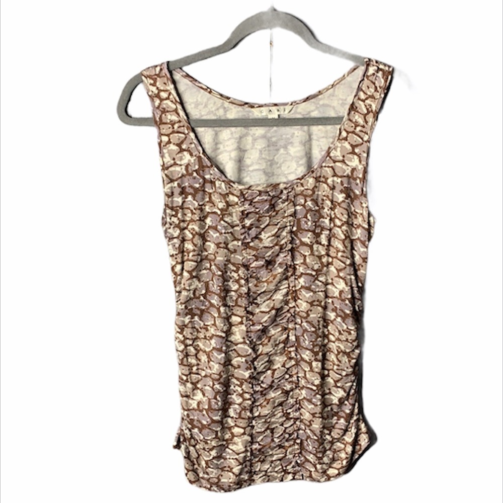 CAbi #967 Brown Cobblestone Ruched Tank